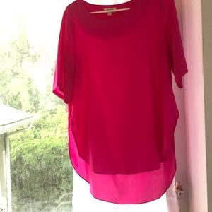 Sheer, women’s blouse. Hot pink, lose fitting